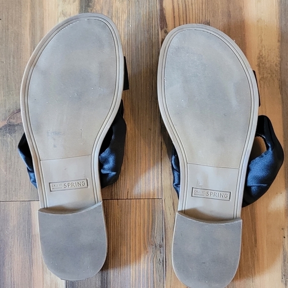 CALL IT SPRING Satin Black Ribbon Slide Sandals, Size 7 - Picture 12 of 15